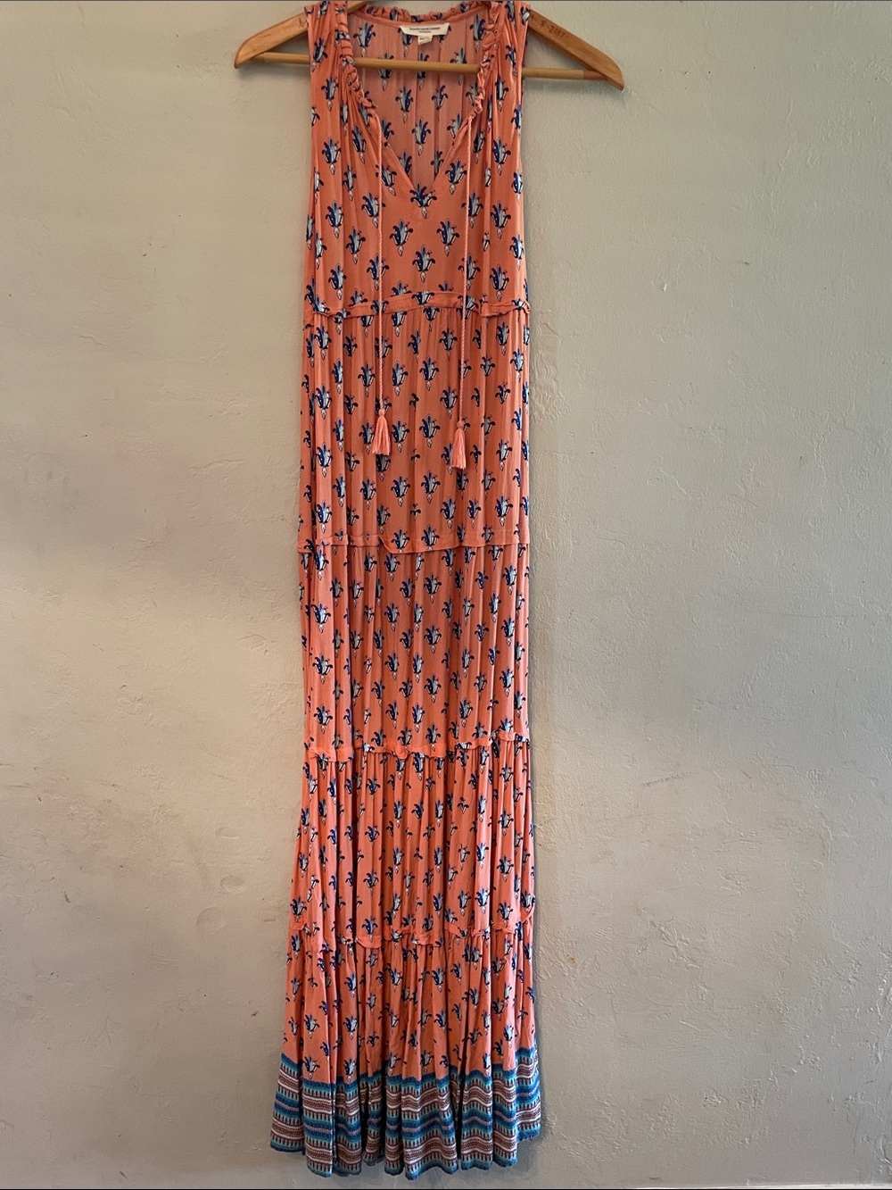beachlunchlounge Peach Maxi Skirt with Navy Accent